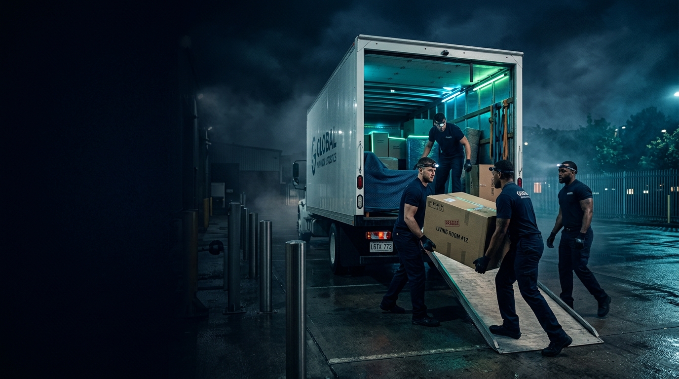 Professional movers loading truck